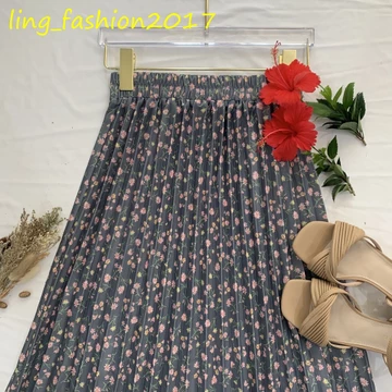 Rok Plisket Wanita Korean Style Rok Plisket Payung Motif Bunga Hyget Premium Rok Plisket Daisy