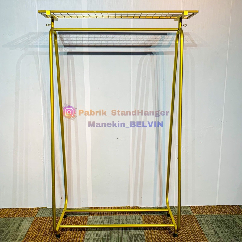Jual StandHanger Viral Tiang Oval Kaki Siku Gold | Display Baju Mewah ...