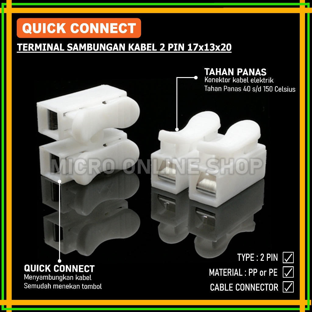 Jual Paket 5 Pcs Quick Connect 2 Wire Terminal Sambungan Kabel 2 Pin