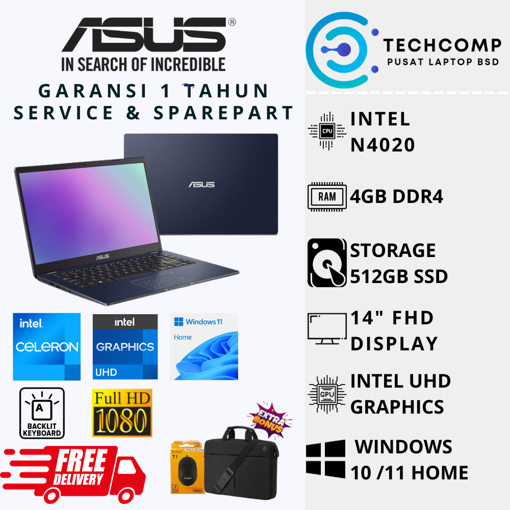 Jual Laptop Asus Vivobook L410ma Intel N4020 Ram 4gb Ssd 512gb Fhd Original Shopee Indonesia 7674