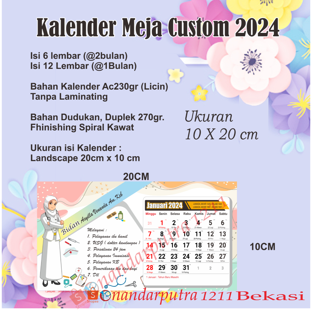 Jual Kalender Meja 2024 Custom Foto (isi 6 & 12 Lembar)/Kalender Duduk ...