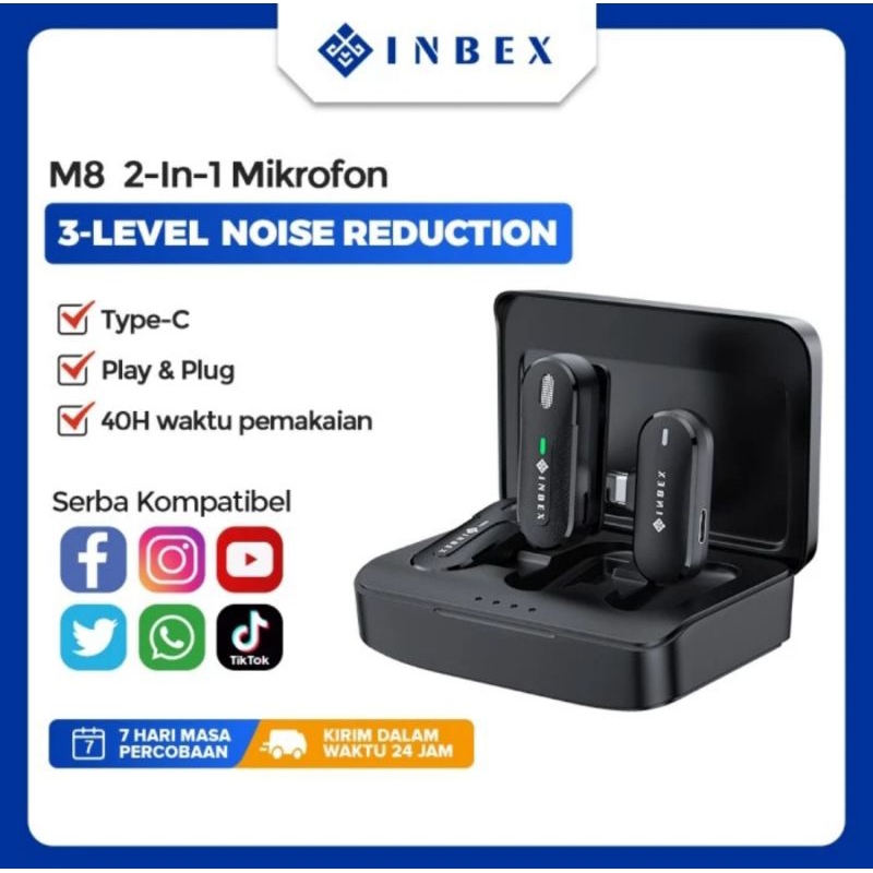 Jual INBEX M8 2in1 type C Wireless Microphone Lavalier Microphone ...