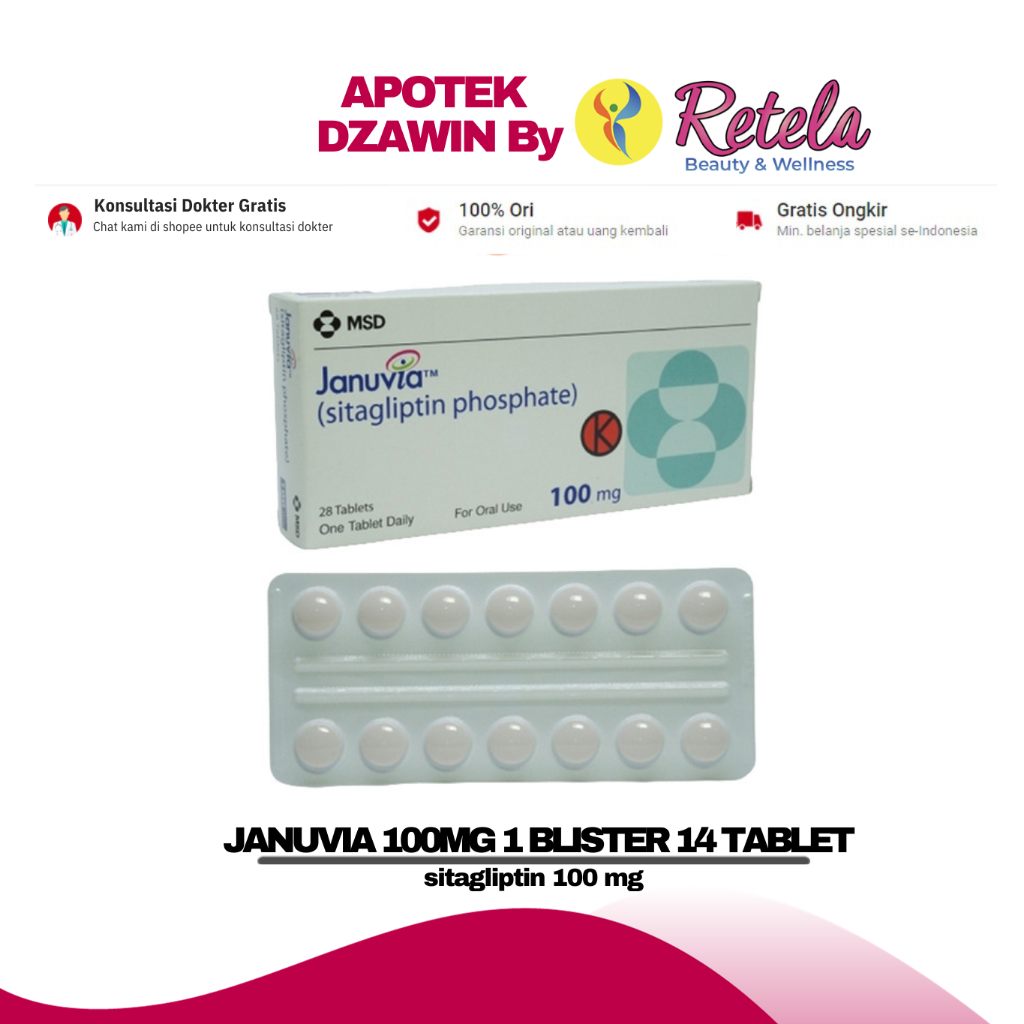 Jual JANUVIA 100MG 1 BLISTER 14 TABLET ( SITAGLIPTIN 100 MG ) | Shopee ...