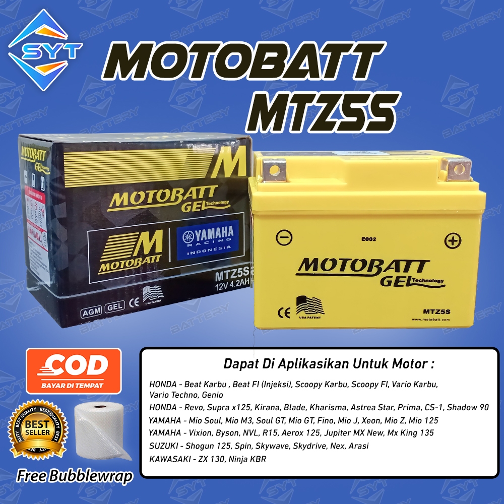 Jual Aki Motor Yamaha R15, Jupiter Robot, Jupiter Z1 Motobatt MTZ5S Aki
