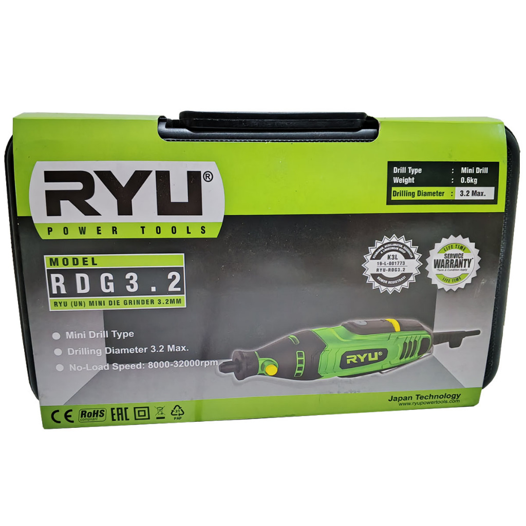 Jual RYU RDG 3.2 Mini Die Grinder Set 40 Pcs Gerinda Bor Turner Listrik ...