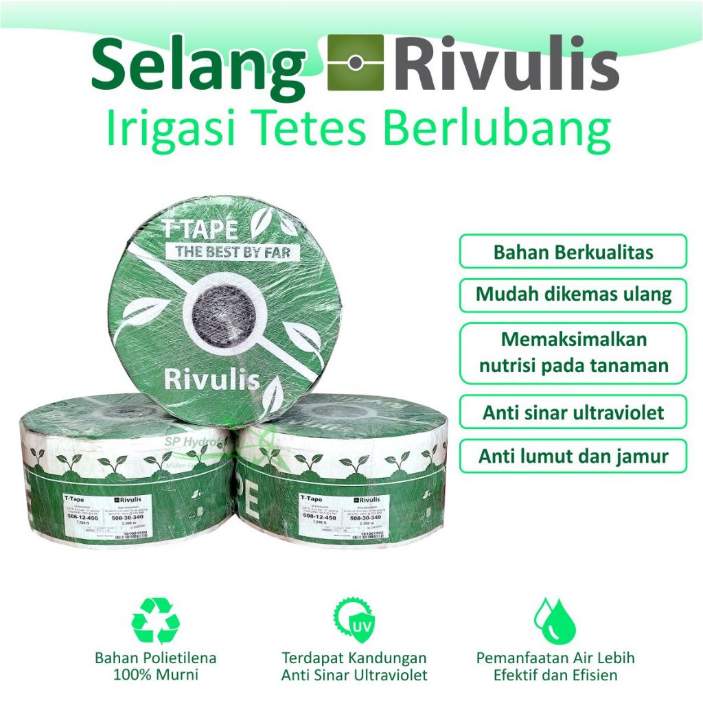 Jual Selang Drip Rivulis Drip Tape 2300 M Jarak Emiter 25 cm/30cm