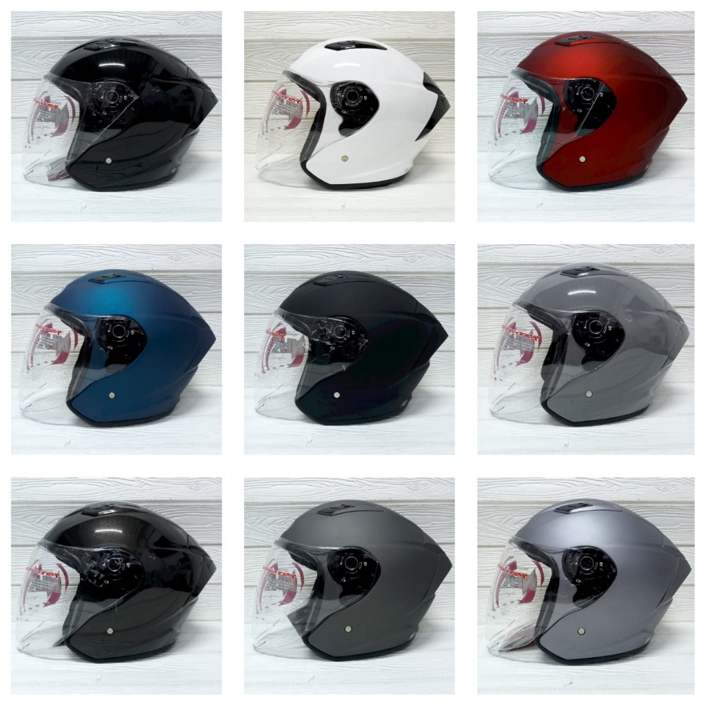 Jual NHK R1 Elite Solid All Polos Visor Light Smoke Half Face | Shopee ...
