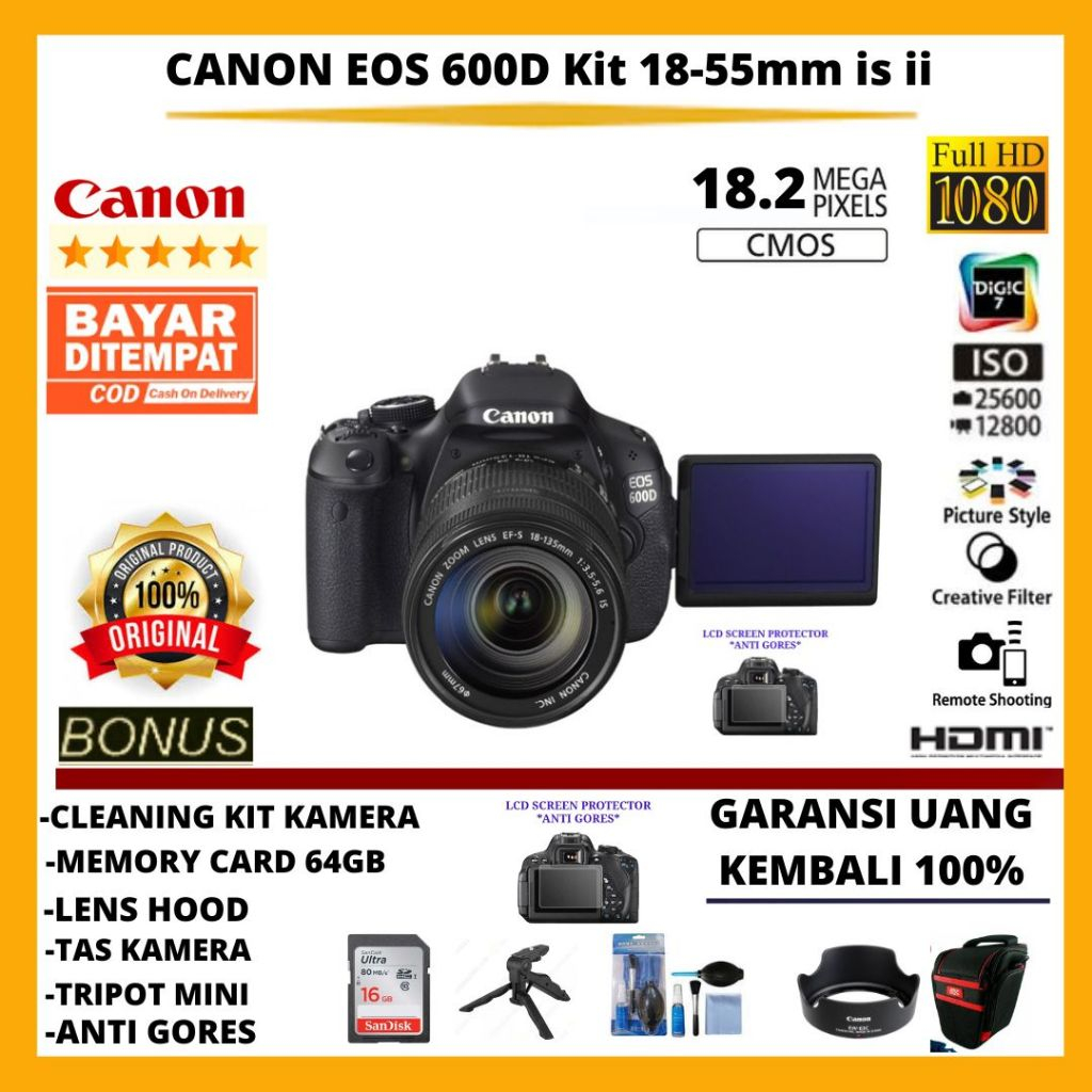Jual Canon 600d kit 18-55mm is ii kamera canon eos 550d kit 18-55mm is ...