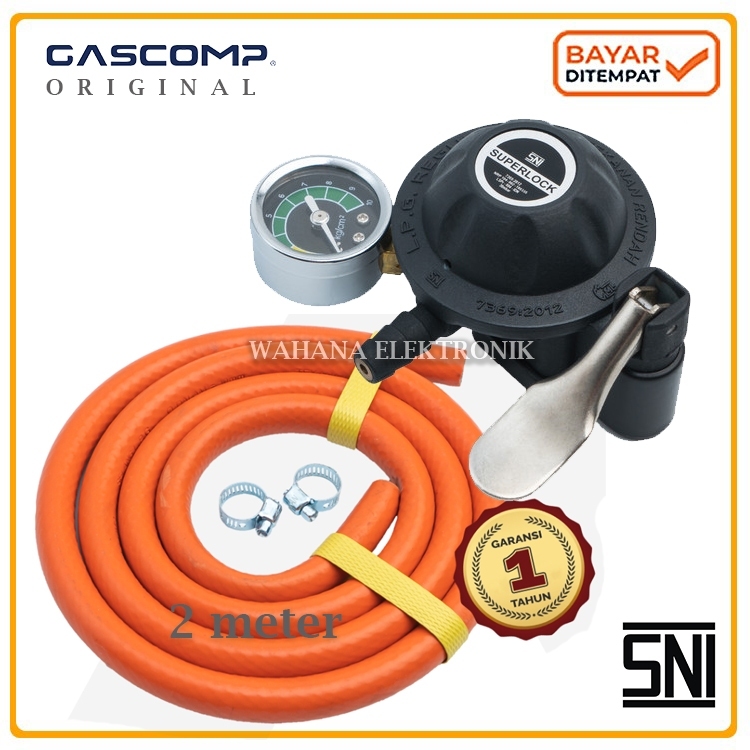 Jual GASCOMP SUPERLOCK REGULATOR GRS01+ SELANG GAS 2 METER / GRS-01 ...
