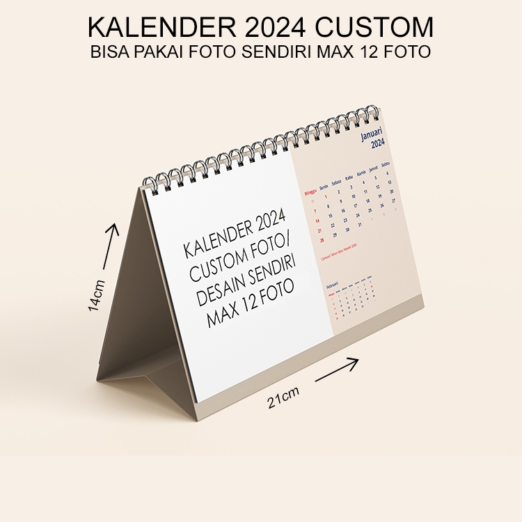 Jual Kalender Meja 2024 Custom (12 Foto/Desain) Lengkap Dengan Libur ...