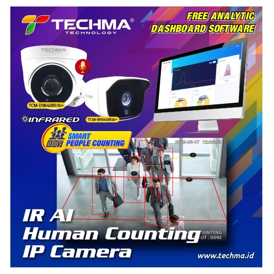 Jual TECHMA PEOPLE COUNTING AI CAMERA 4MP Outdoor IR | Shopee Indonesia