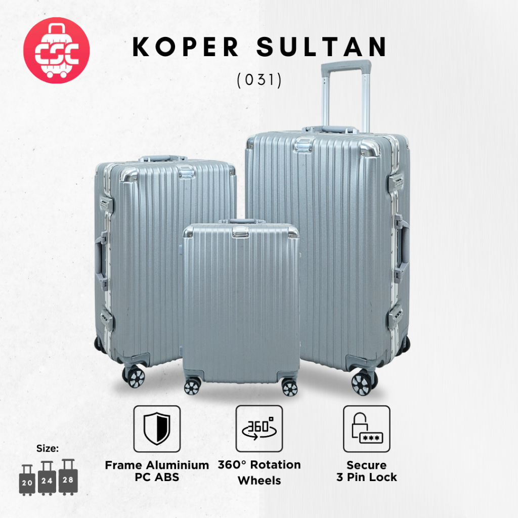 Jual (031) Koper Sultan Silver 20, 24, 28 Inch Anti Bump Roda Putar 360 ...