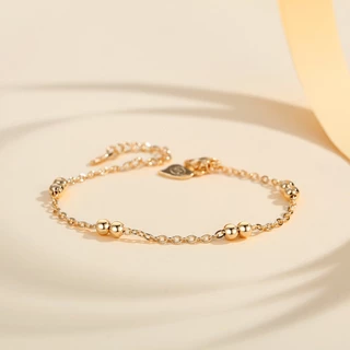 Lanme Jewelry Gelang Rantai Wanita Korea Titanium Manik Manik Steel Lapis Emas Anti Karat Perhiasan LM214