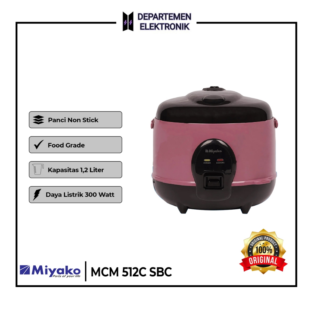 Jual RICE COOKER MIYAKO 512C SBC 1,2 LITER GARANSI RESMI Shopee Indonesia