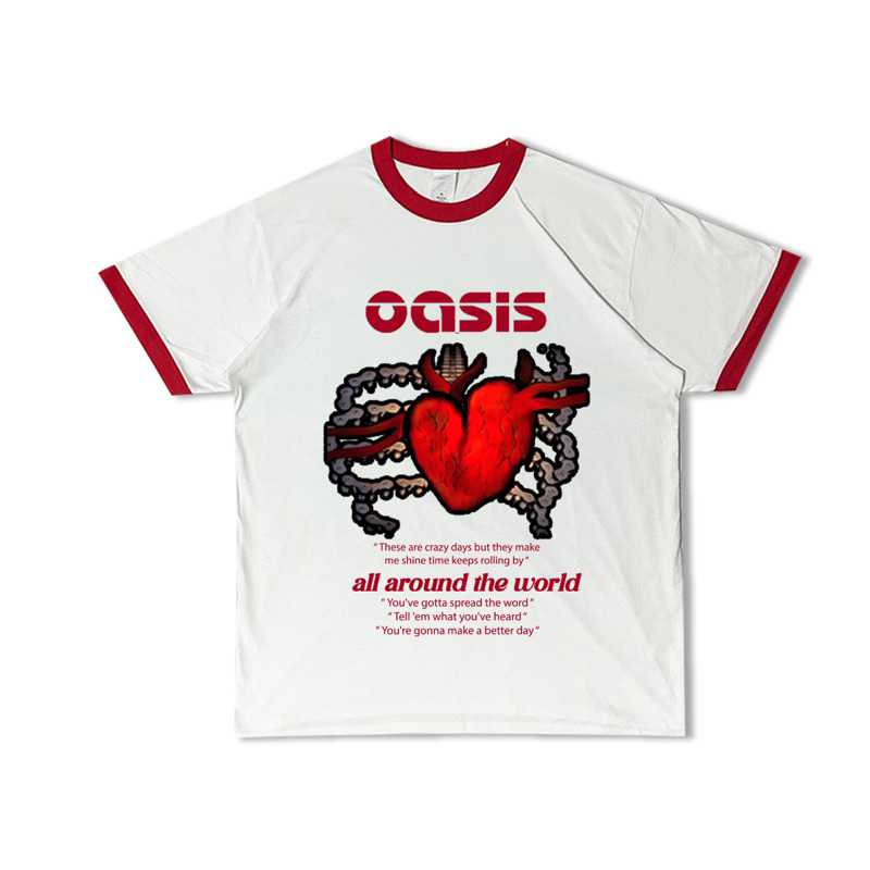 Jual T-Shirt Band OASIS “All Around The World” Ringer Style (100%cotton ...