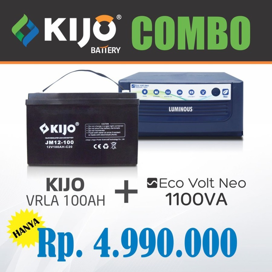 Jual Paket Combo Eco Volt Neo Va Baterai Ah Vrla Kijo Original Shopee Indonesia