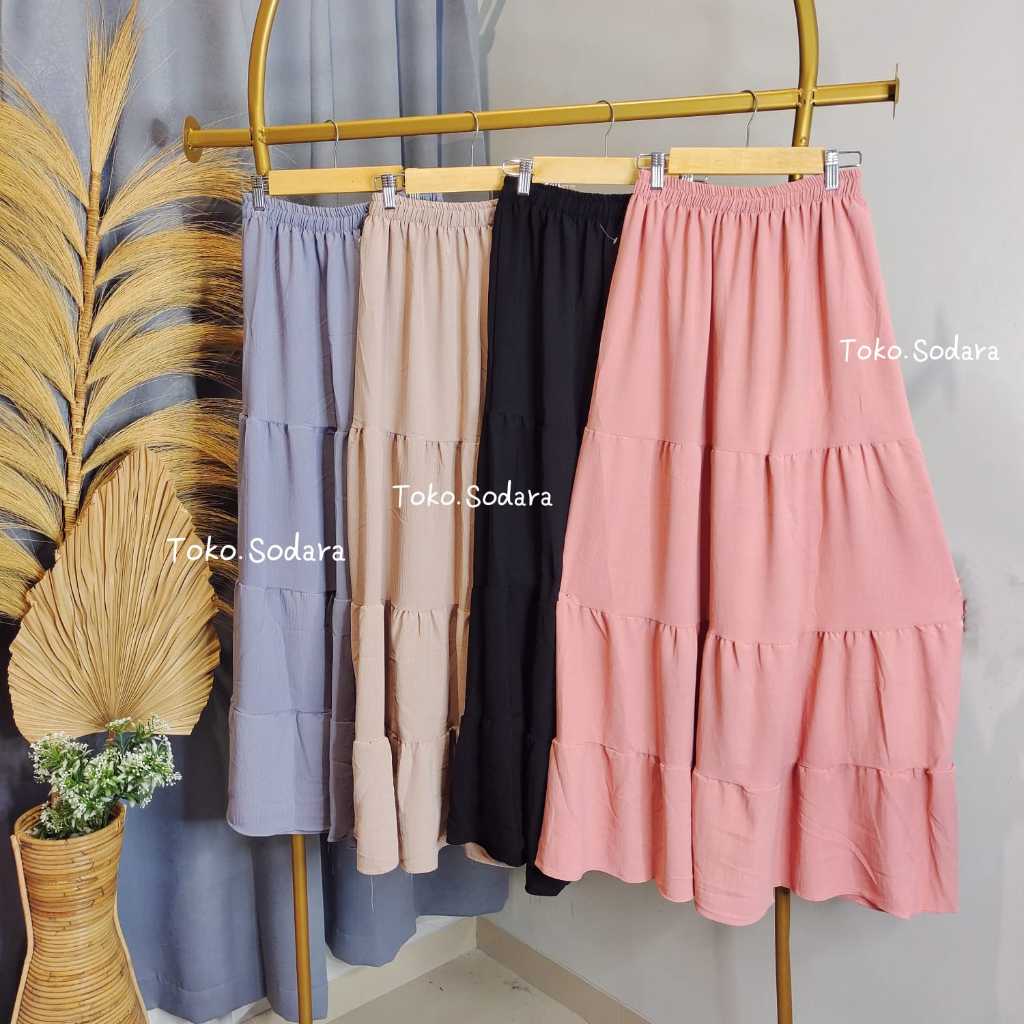 Jual Rok Canda Crinkle Rempel Panjang 95 cm Rok Wanita Bisa Cod ...