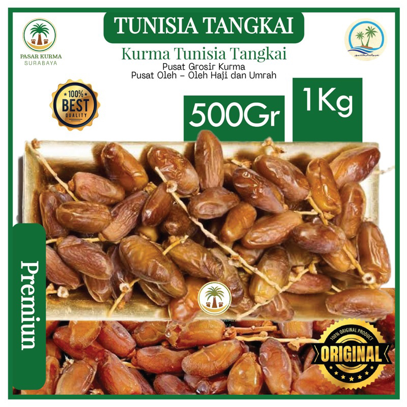 KURMA Palm Fruit Tangkai 1KG TUNISIA Tanpa Box