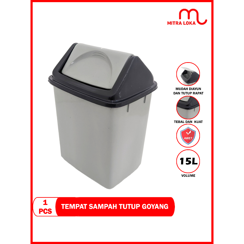 Jual Mitra Loka Tempat Sampah 15 Liter Kotak Sampah Wc Toilet Tutup Shopee Indonesia 5313