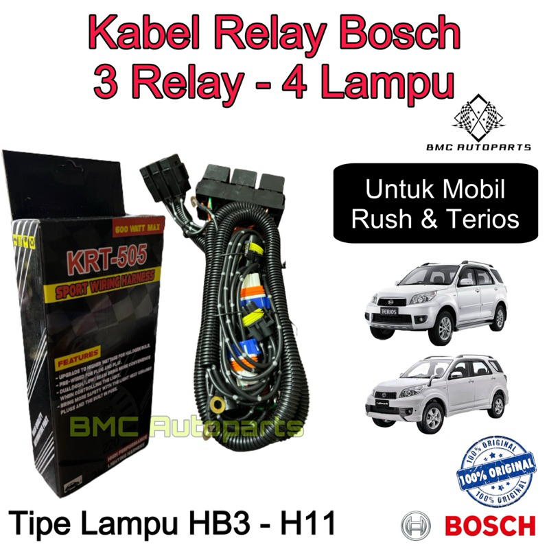 Jual Kabel Relay BOSCH Original Untuk Lampu Rush & Terios 3 Relay 4 Lampu Shopee Indonesia