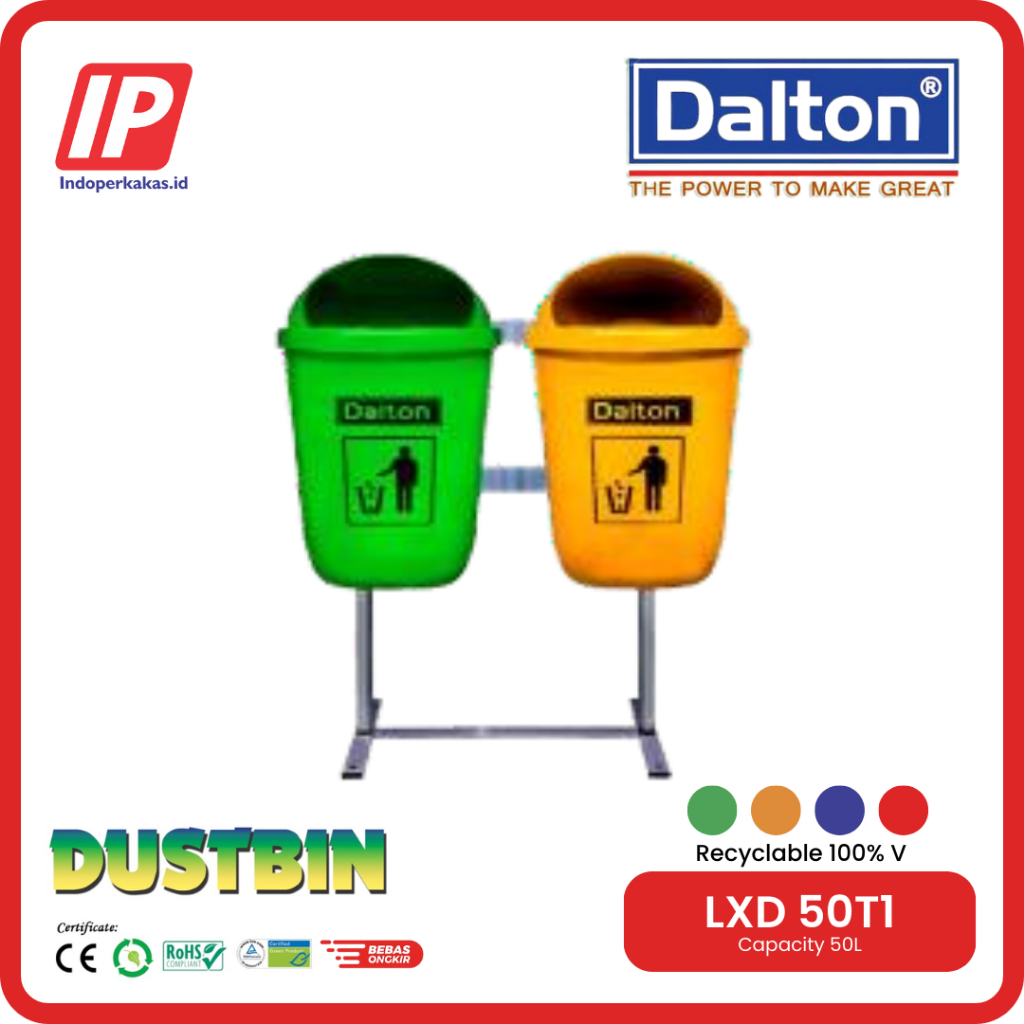 Jual Tempat Sampah Dalton Tong Sampah Plastik Deret 2 X 50 Liter Set