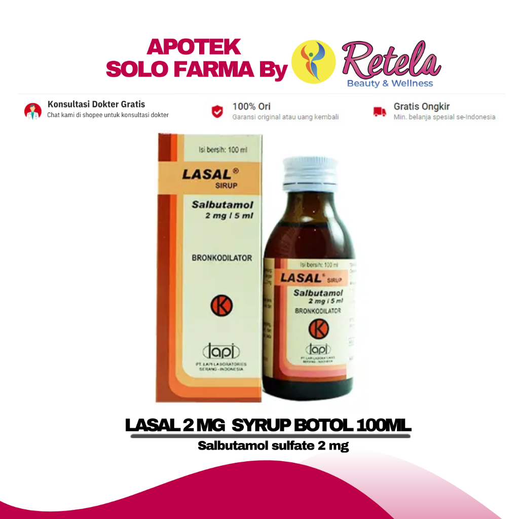 Jual LASAL 2MG SYRUP ( SALBUTAMOL SULFATE 2 MG ) Shopee Indonesia