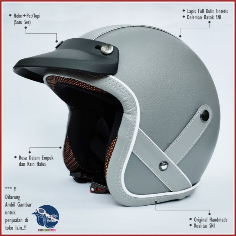 Jual HELM RETRO KLASIK VINTAGE HELM VESPA HELM ANTIK KULIT HELM HALF ...