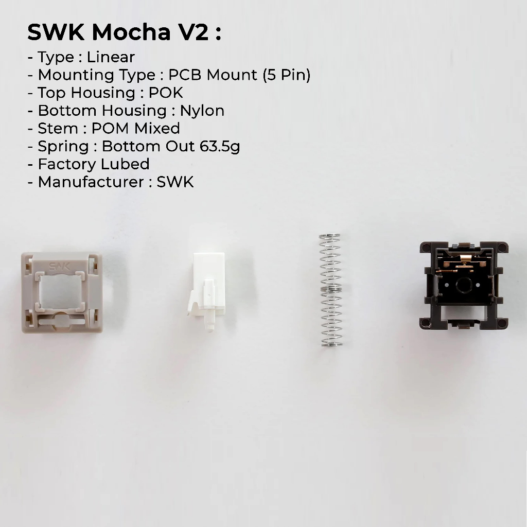 Jual SwagKeys SWK Mocha V2 Box Stem Linear Switch Mechanical Keyboard ...