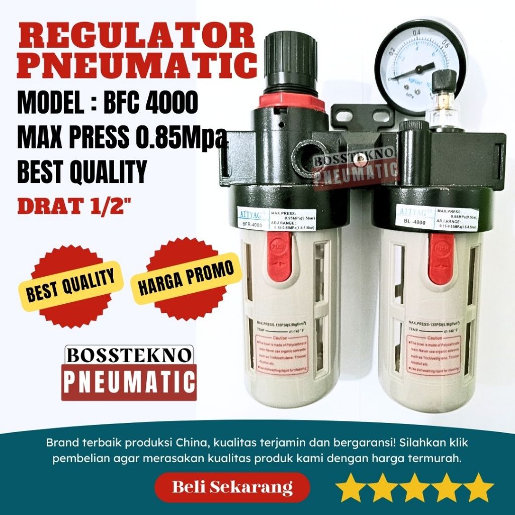 Jual Bfc Air Filter Regulator Pneumatic Lubricator Tabung Drat Inci Shopee Indonesia