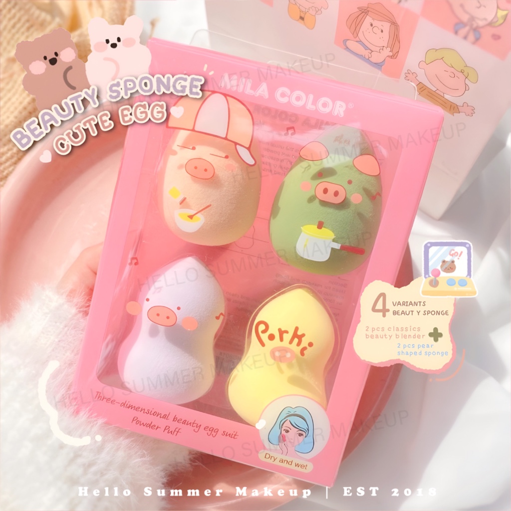 Jual CUTE EGG Beauty Blender Make Up Sponge Aplikator Makeup Set 4pcs