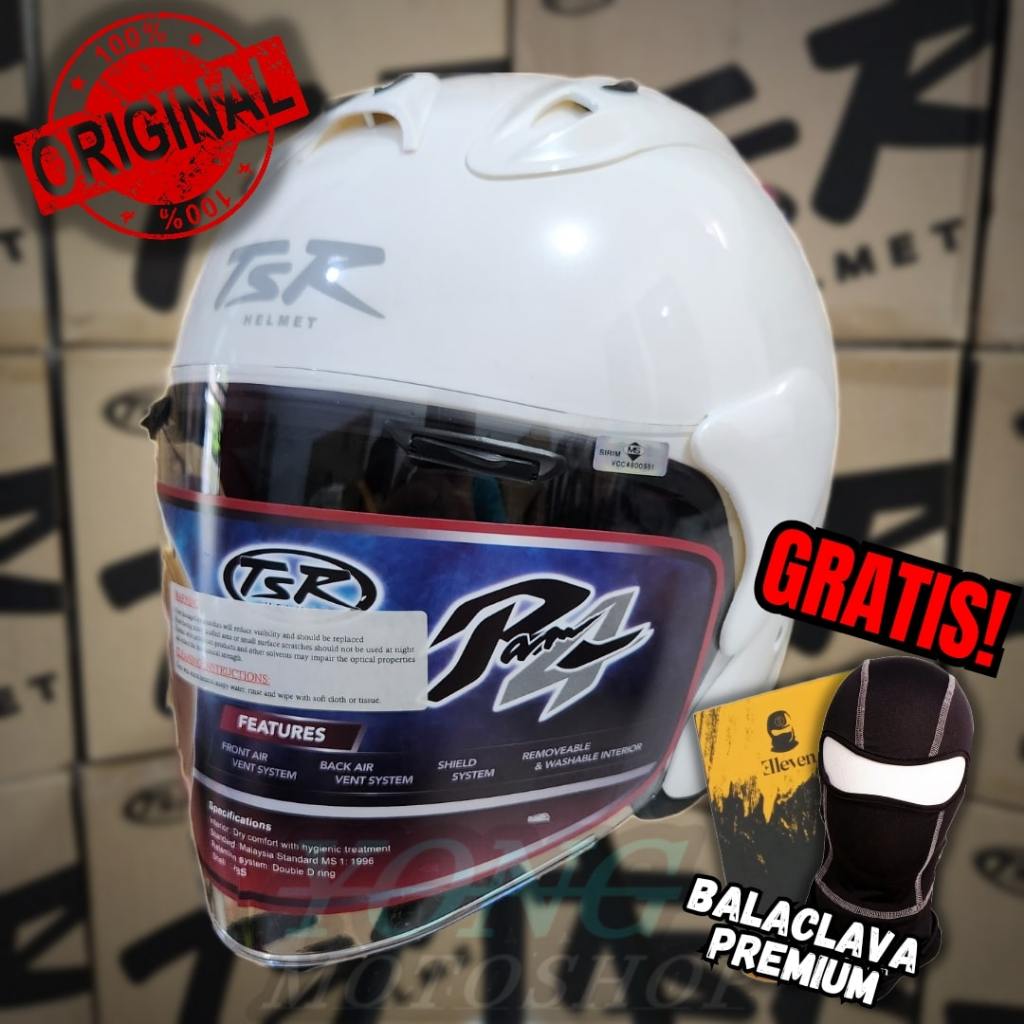 Jual Helm TSR Ram 4 PUTIH Glass White Original Half Face TSR Helmet Ram4 Shopee Indonesia
