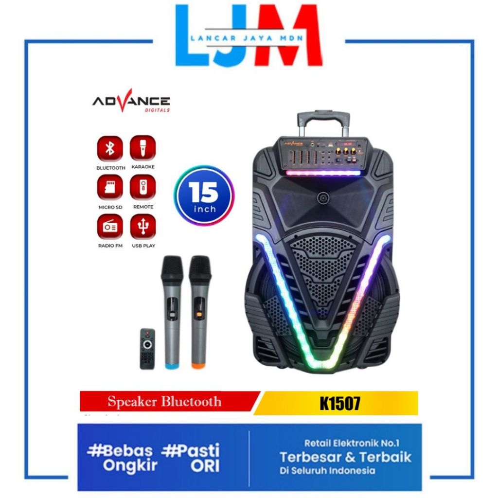 Jual Advance K1507 Speaker Meeting Bluetooth 15 Inch + 2 Mic Wireless ...