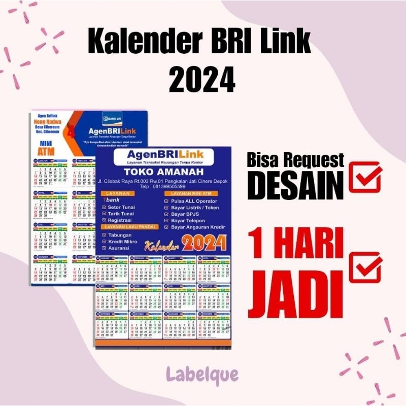 Jual 1 HARI JADI - Kalender Dinding Agen Brilink 2024 BRI Custom ...