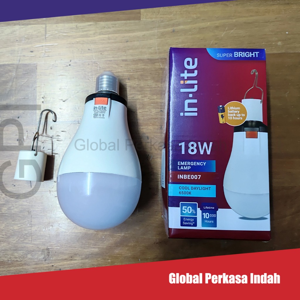 Jual INLITE LAMPU LED EMERGENCY LAMP BULB 15W 18W AC DC INBE007 - PUTIH ...