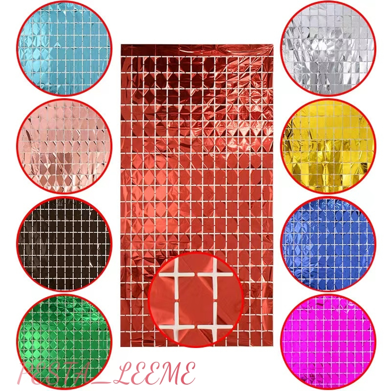 1*2 Tirai Foil Kotak Metalik Backdrop Ulang Tahun Warna Warni