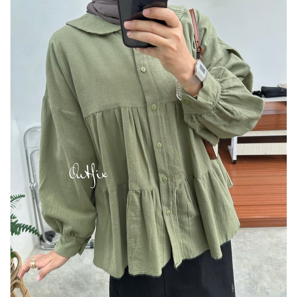 Jual Pevita Linen Blouse Shopee Indonesia