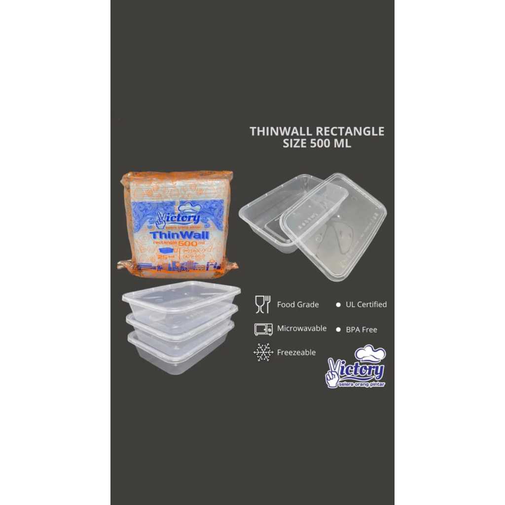 Jual Kotak Makan Bening Sekali Pakai Victory Thinwall Rectangle