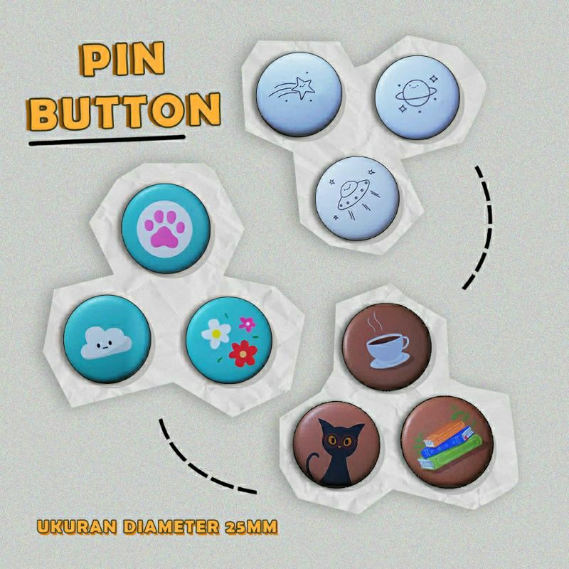 Jual Pin bross button lucu asesoris 3pcs untuk Jilbab Tas Topi Tote bag ...