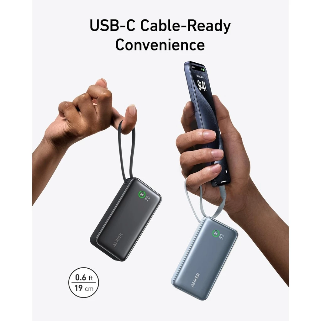 Powerbank Anker Nano 10.000 mAh (30w Built-in USB - C Cable ) - A1259