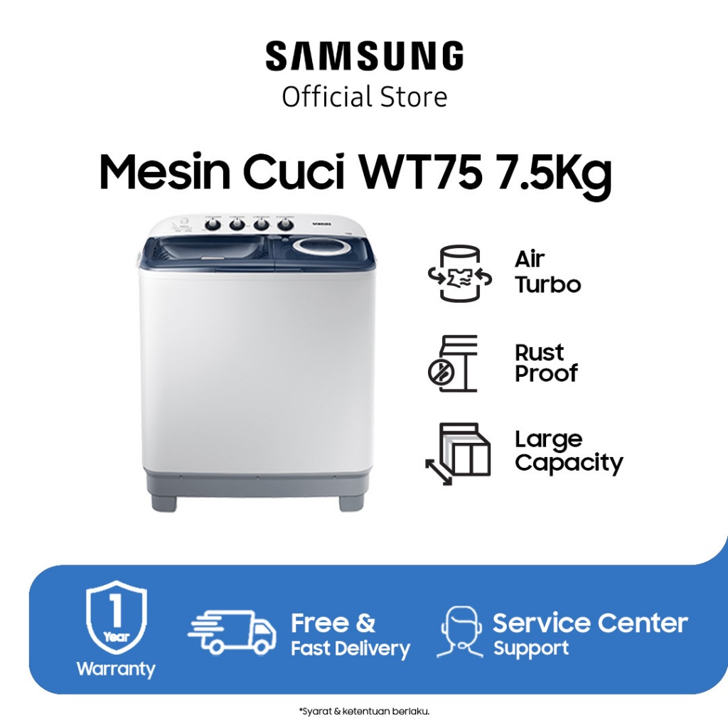 Jual Samsung WT75H3210MB/SE Mesin Cuci 2 Tabung / Twin Tub - Light Grey ...