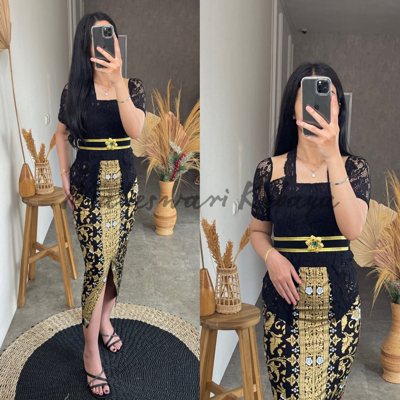 Jual Kebaya Bali Set Brukat Modif Bali Hitam | Shopee Indonesia