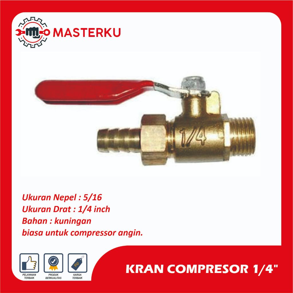 Jual Kran Compresor 1/4 Inch / Kran Angin Kompresor Kuningan | Shopee ...