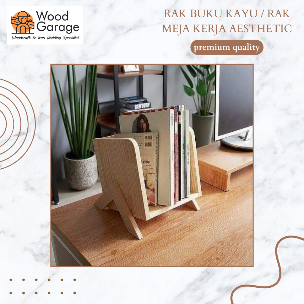 Jual Rak buku kayu aesthetic / rak meja kerja minimalis | Shopee Indonesia