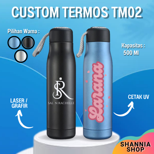 Jual Custom Nama Logo Tm02 Termos Tumbler Tali Laser Grafir Uv Print Promosi 0201