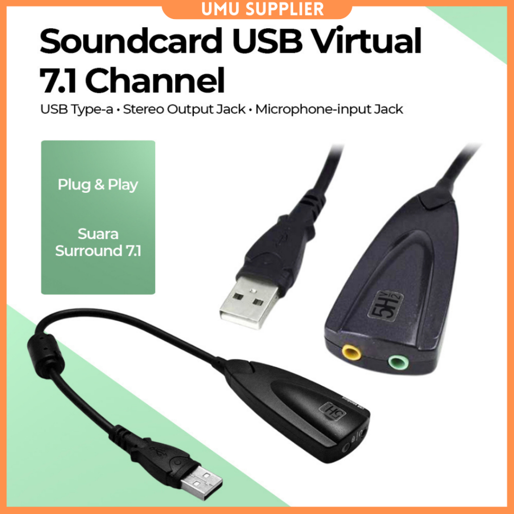 (UMU SUPPLIER) SANJI USB SOUND CARD EKSTERNAL VIRTUAL CHANNEL 3D AUDIO  ADAPTER EXTERNAL