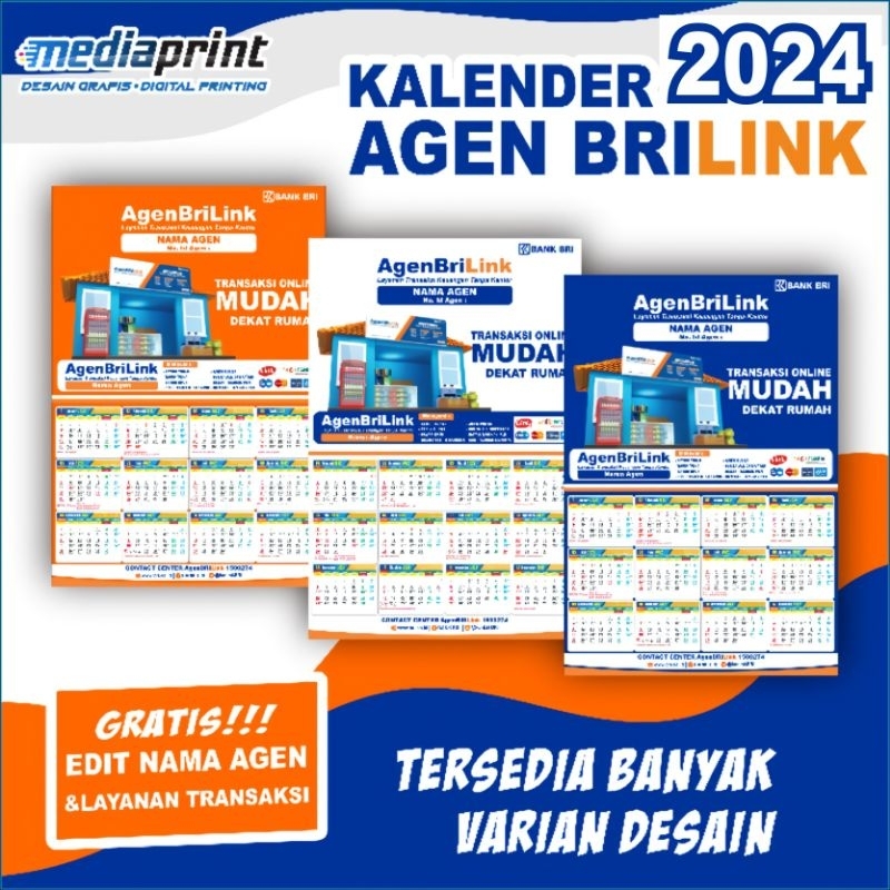 Jual KALENDER DINDING AGEN BRILINK BNI46 TAHUN 2024 BISA CISTOM NAMA ...