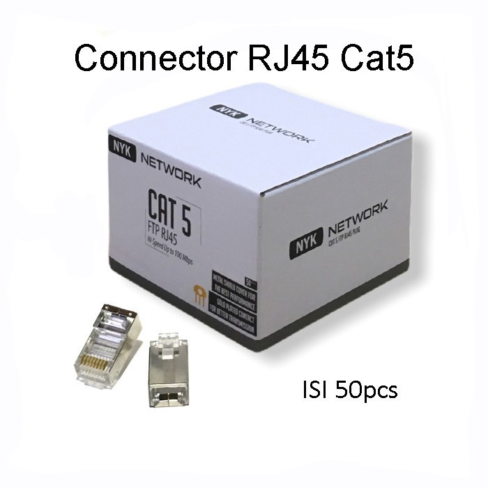 Jual Konektor Rj45 NYK Cat 5 ftp Besi - Connector Rj-45 Cat5 Isi 50 ...