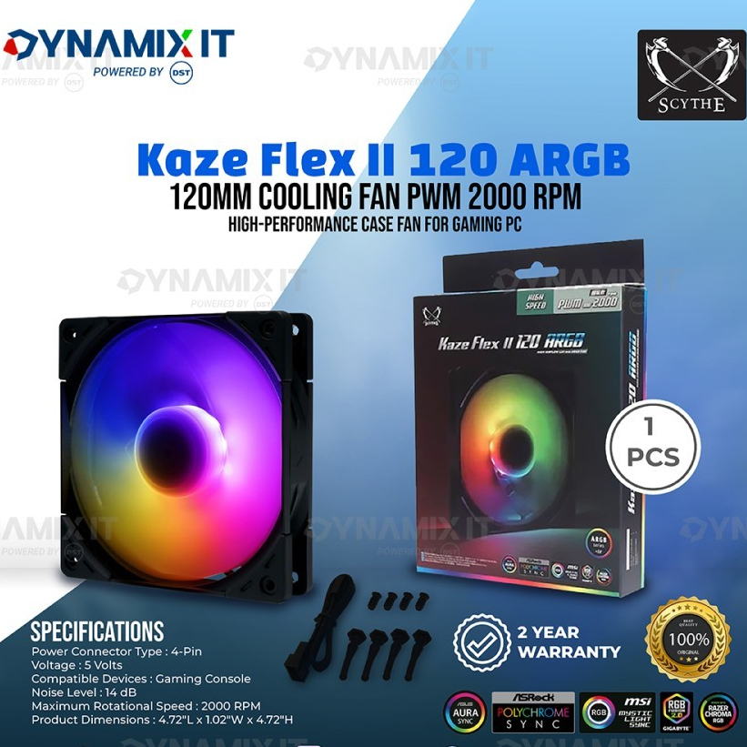 Jual Fan Scythe Kaze Flex II 120 ARGB PWM 2000 RPM 120mm ARGB Sync