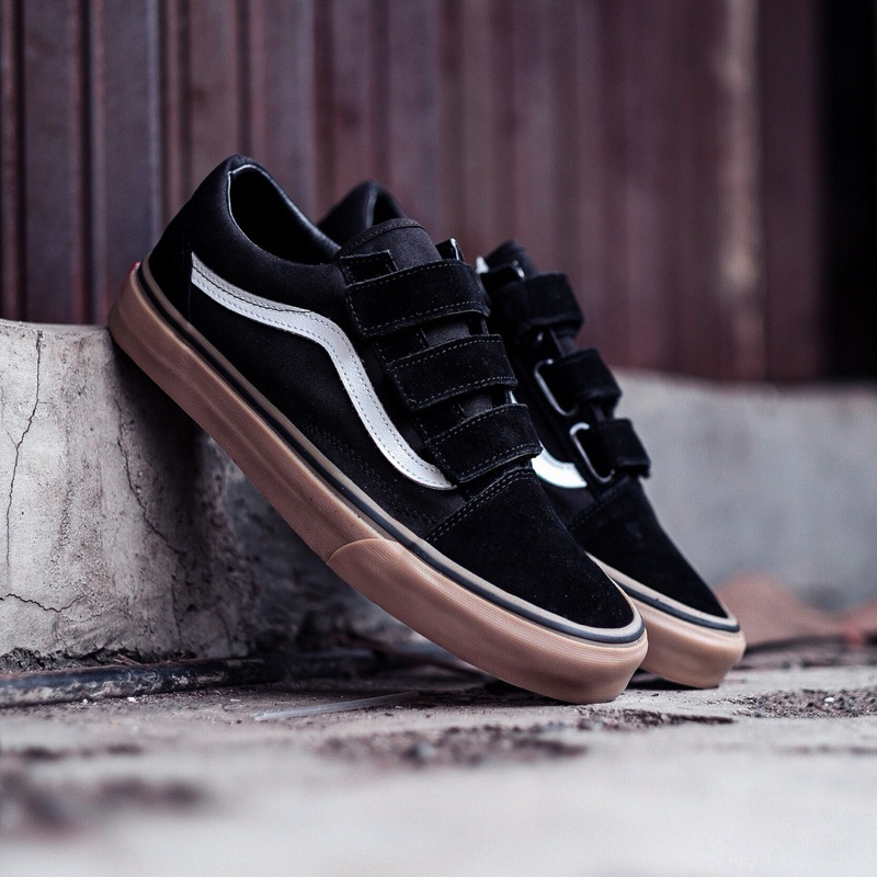 Jual Vans Old Skool Velcro Classic Black Gum Shopee Indonesia