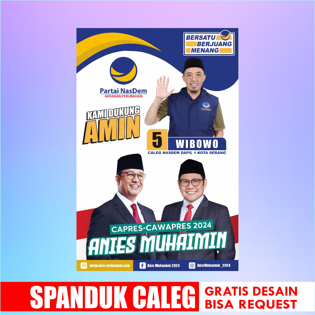 Jual Spanduk Partai Politik Nasdem Pemilu 2024 Benner Pohon Caleg